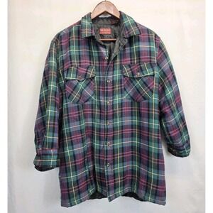 Vtg Allen Wickfield Wool Flannel Insulated Shirt Jacket Shacket Plaid Med 3113